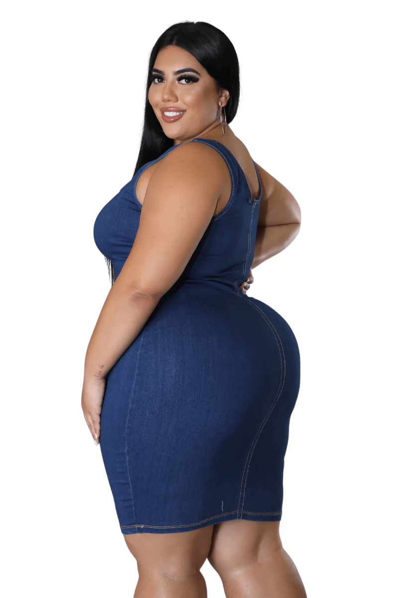 Denim bodycon dress plus size sales