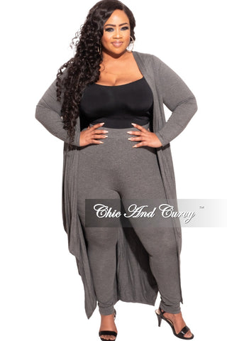 *Final Sale Plus Size 2-pc Set Duster and Leggings in Charcoal