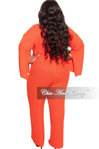 Final Sale Plus Size Knit 2-piece Set in Orange