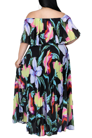 Final Sale Plus Size Strapless Chiffon Pleated Long Dress