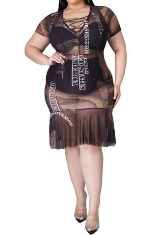 money mesh dress ALAZA Money Dollar Bill Black Women's Full Slips Dress Adjustable Spaghetti Strap Mesh Dress S at Amazon Women's Clothing store