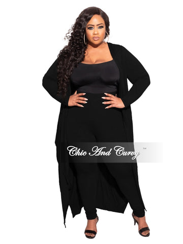 *Final Sale Plus Size 2-pc Set Duster and Leggings in Black
