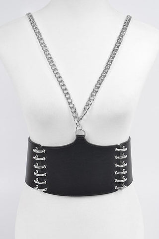 Final Sale Plus Size Suspender Belt Silver and Black Chains