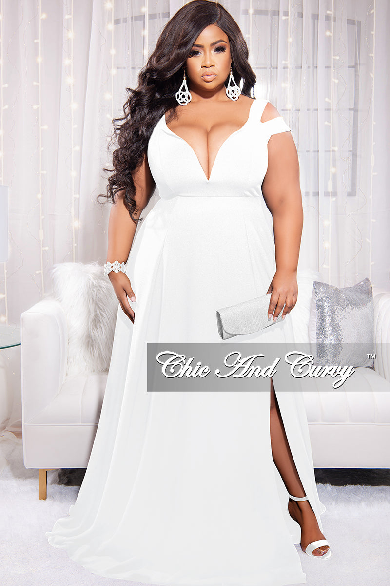 Final Sale Plus Size Mini Dress with Chiffon Top in Off White