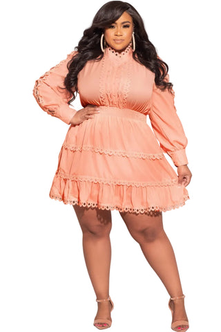 Final Sale Plus Size Babydoll Dress in Peach – Chic And Curvy