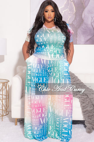 Final Sale Plus Size Ombré Vogue 2pc Set Top & Pant