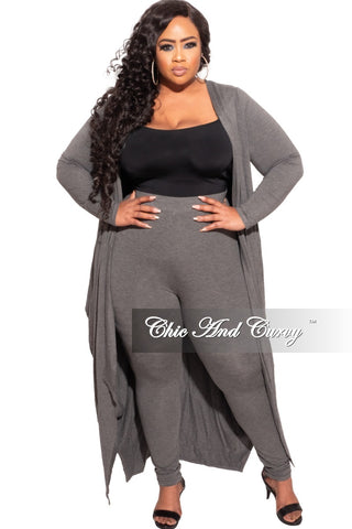 *Final Sale Plus Size 2-pc Set Duster and Leggings in Charcoal