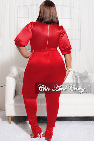 Final Sale Plus Size 2pc Satin Puffy Short Sleeve Bodysuit and Pants S –  Chic And Curvy