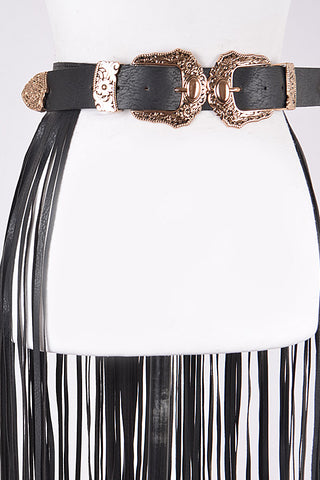 Final Sale Plus Size Fringe Belt in Gold Buckles