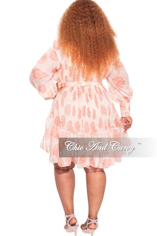 *Final Sale Plus Size Chiffon Belted BabyDoll Dress in Ivory & Rust