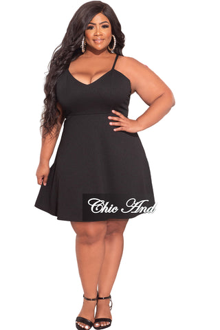 Final Sale Plus Size Spaghetti Strap Knit Crepe Dress in Black