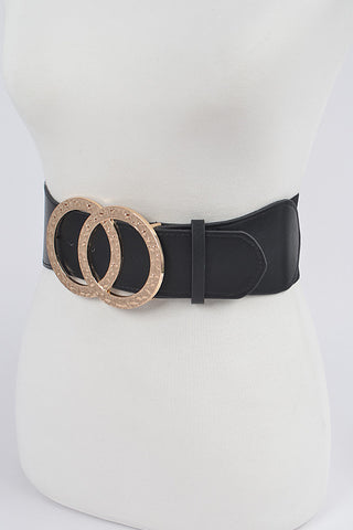 Final Sale Plus Size Circle Circle Belt with Hammered Gold and Black