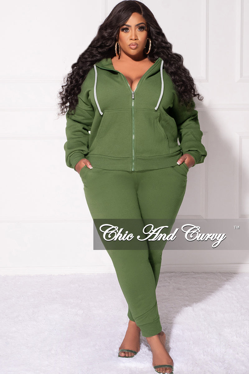 Final Sale Plus Size 2 Pc Set in Army Green