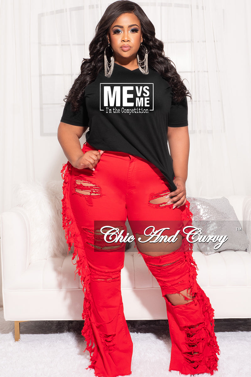 thespian kæmpe stor Kom forbi for at vide det Final Sale Plus Size Fringe Distressed Jeans in Red Denim – Chic And Curvy