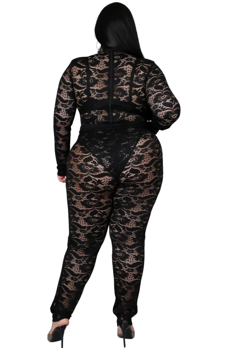  Plus Size Black Lace Bodysuit