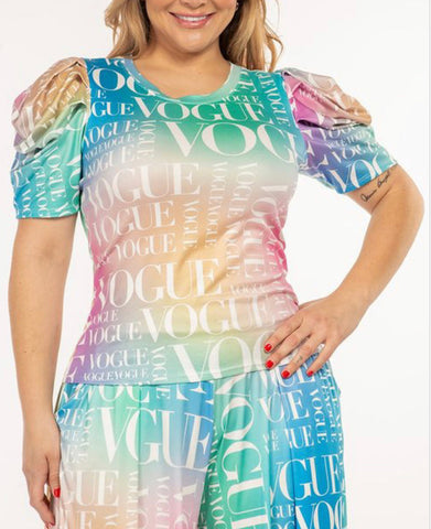 Final Sale Plus Size Ombré Vogue 2pc Set Top & Pant