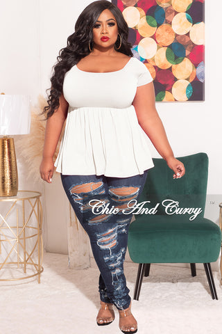 Final Sale Plus Size Smocked BabyDoll Top in White