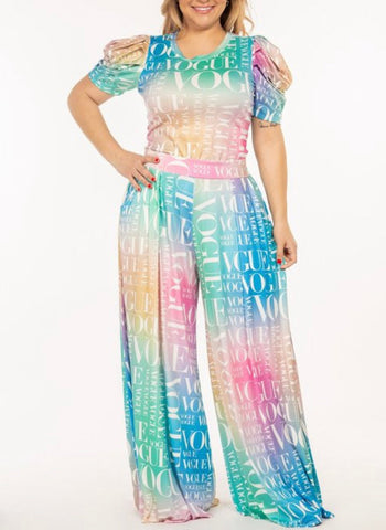 Final Sale Plus Size Ombré Vogue 2pc Set Top & Pant