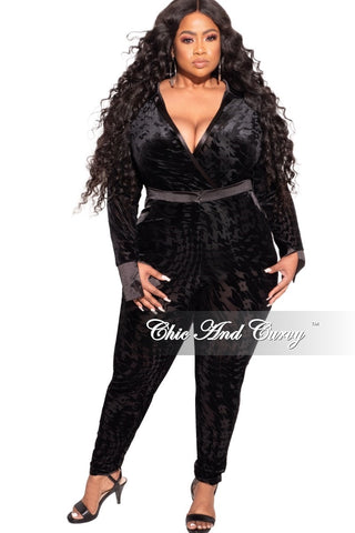 Final Sale Plus Size 2-Piece Sheer Pant Set in Black Houndstooth