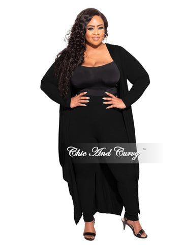 *Final Sale Plus Size 2-pc Set Duster and Leggings in Black