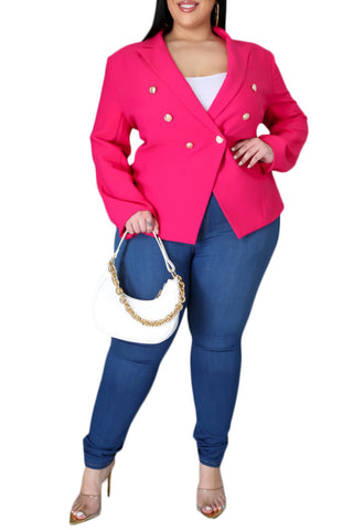 *Final Sale Plus Size Blazer in Fuchsia