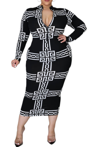 *Final Sale Plus Size Reversible BodyCon in Black & White Print