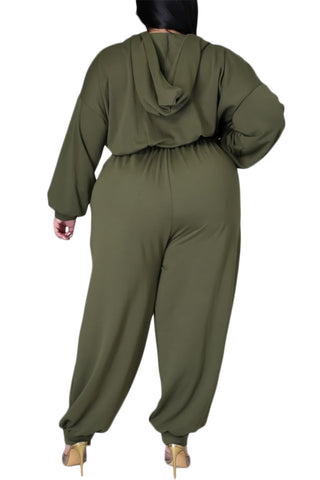 Final Sale Plus Size Oversized Harem Jumpsuit in Olive