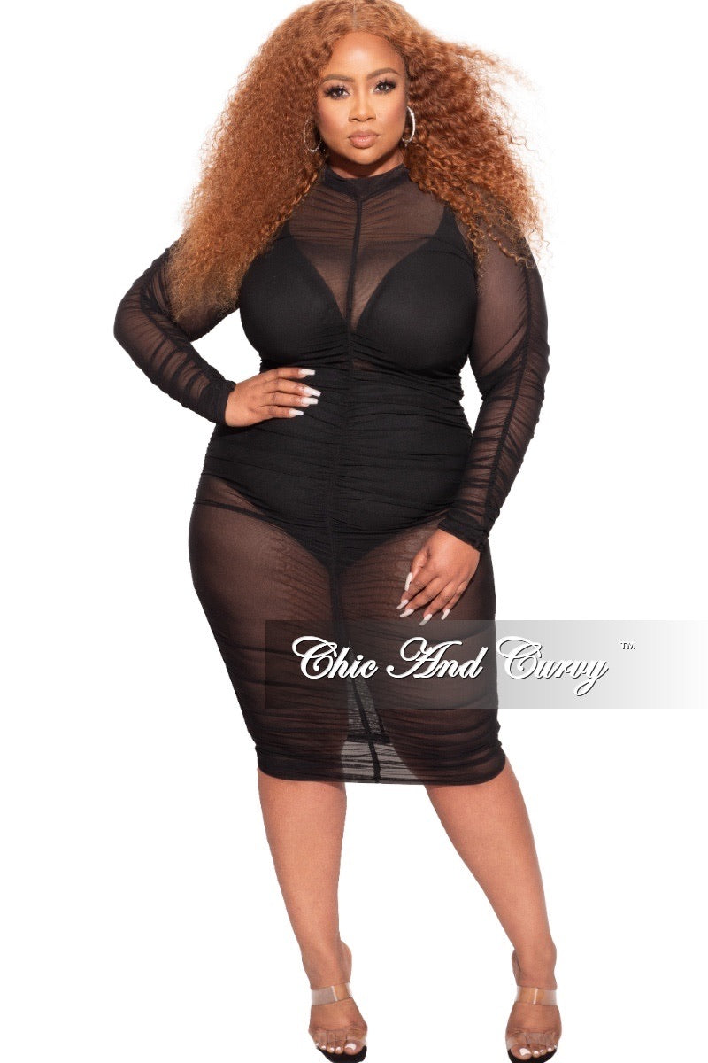 Final Sale Plus Size BodyCon Dress/Coverup with Ruched Sides in Black – Chic And Curvy