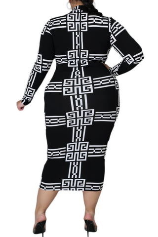 *Final Sale Plus Size Reversible BodyCon in Black & White Print
