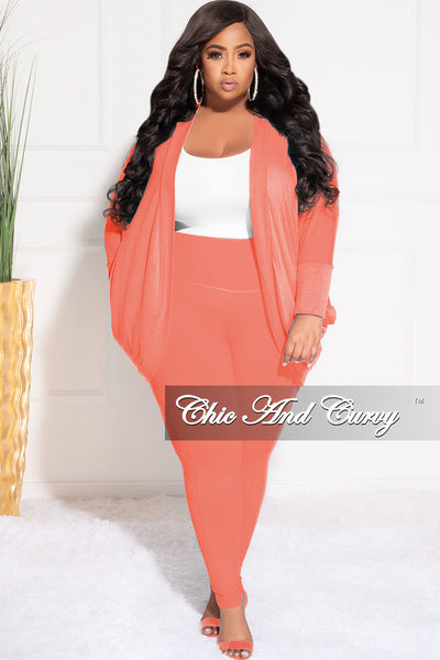 Final Plus Size 2pc Cardigan and Legging Set in Deep Coral – Chic