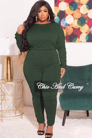 Final Sale Plus Size 2-Piece Top and Pants in Olive
