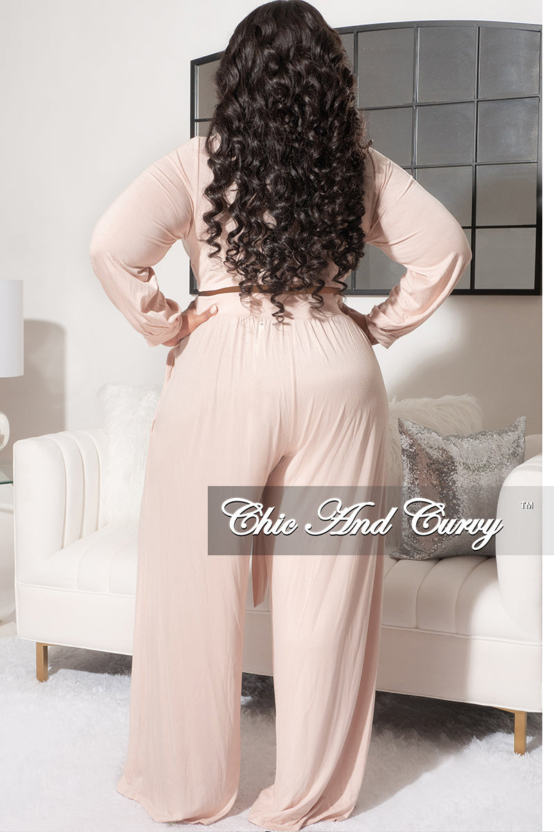Final Sale Plus Size 2pc Set Tube Top and Belted Pants in Multi-Color