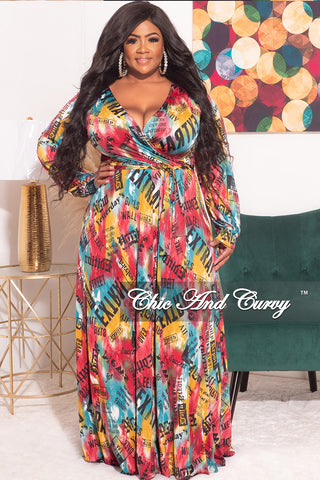 Final Sale Plus Size Faux Wrap Dress with Waist Tie in Multi Color New – Chic And Curvy
