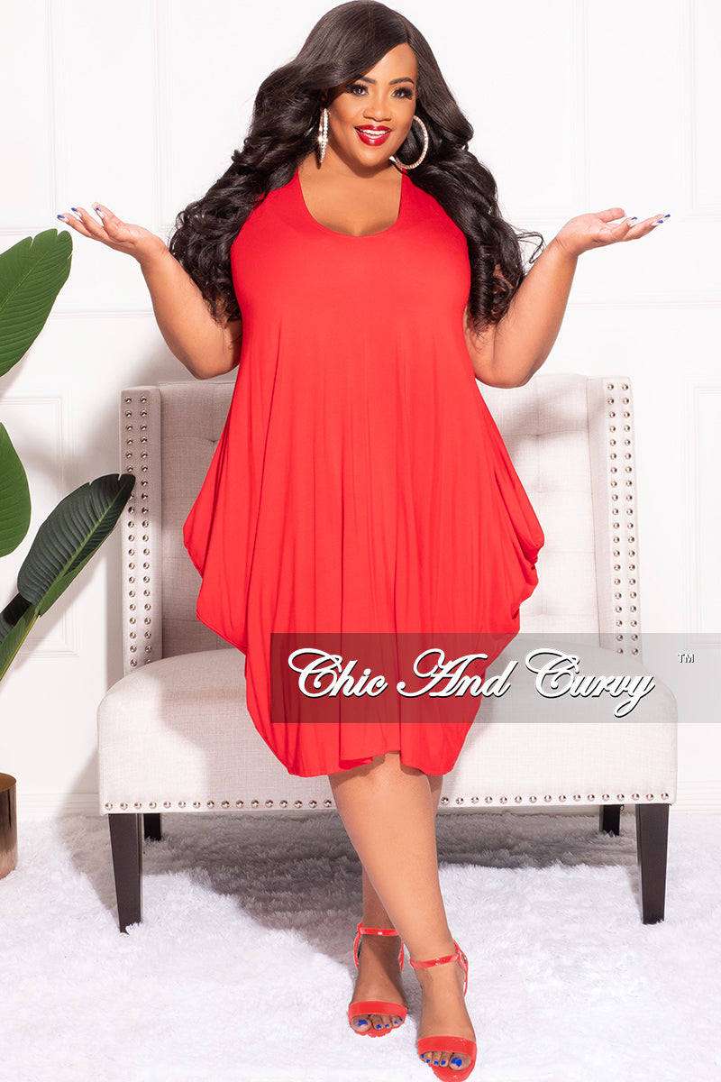 Final Sale Plus Size Sleeveless Bubble Dress in Red