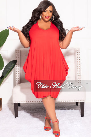 Final Sale Plus Size Sleeveless Bubble Dress in Red