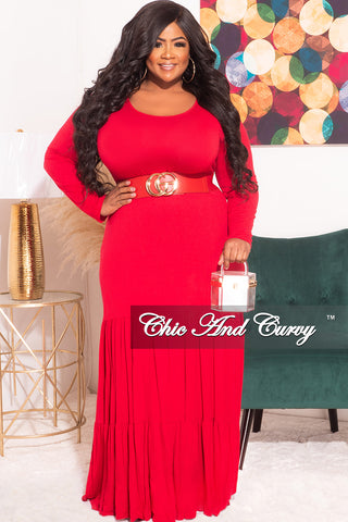 Final Sale Plus Size Tiered Maxi Dress in Red