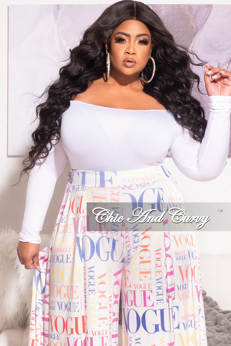 Final Sale Plus Size Long Sleeve Off the Shoulder Bodysuit in White