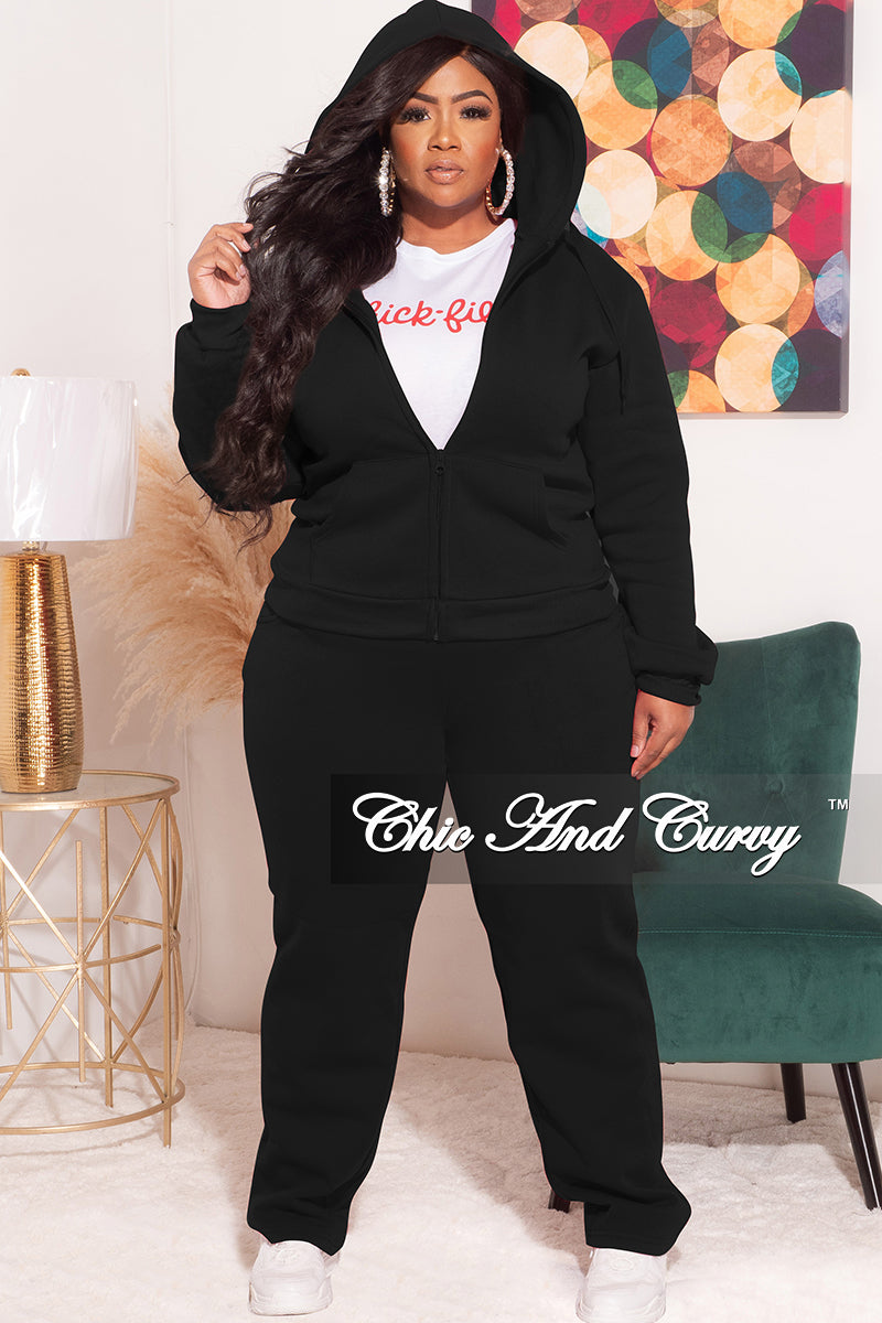Final Sale Plus Size Jogging Set in Black with Colorful Patches