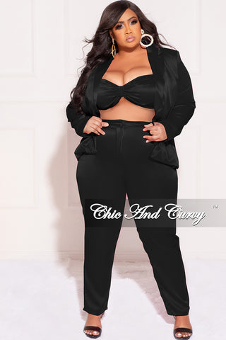 Final Sale Size 3pc (Blazer, Tube Top & Set in Black Chic Curvy