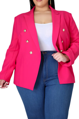 *Final Sale Plus Size Blazer in Fuchsia
