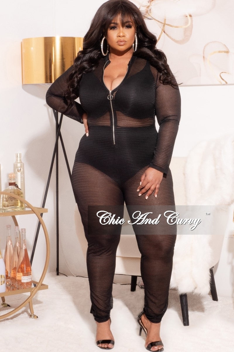 Final Sale Plus Size See Through Jumpsuit in Black Summer – Chic And Curvy