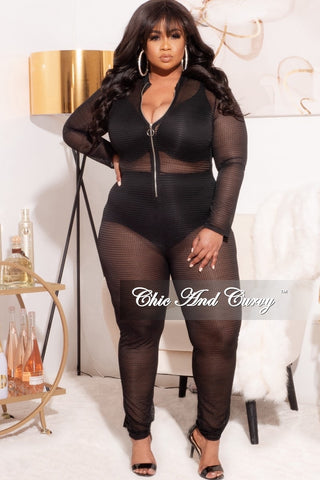 Final Sale Plus Size See Through Jumpsuit in Black Summer