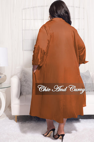 Final Sale Plus Size Hi-Low Shirt Dress in Brown