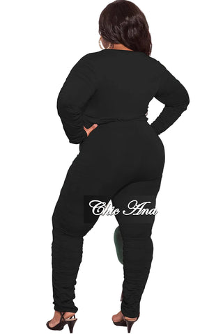 Final Sale Plus Size 2-Piece Top and Pants in Black