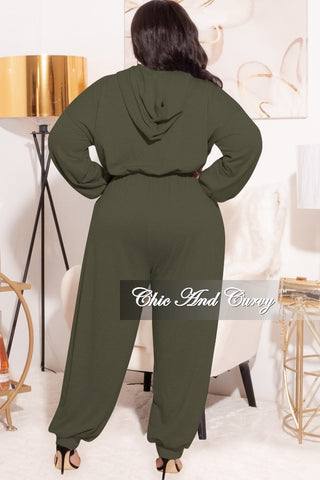 Final Sale Plus Size Oversized Harem Jumpsuit in Olive