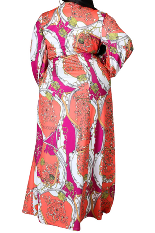 Final Sale Plus Size Maxi Dress in Coral Chain Print