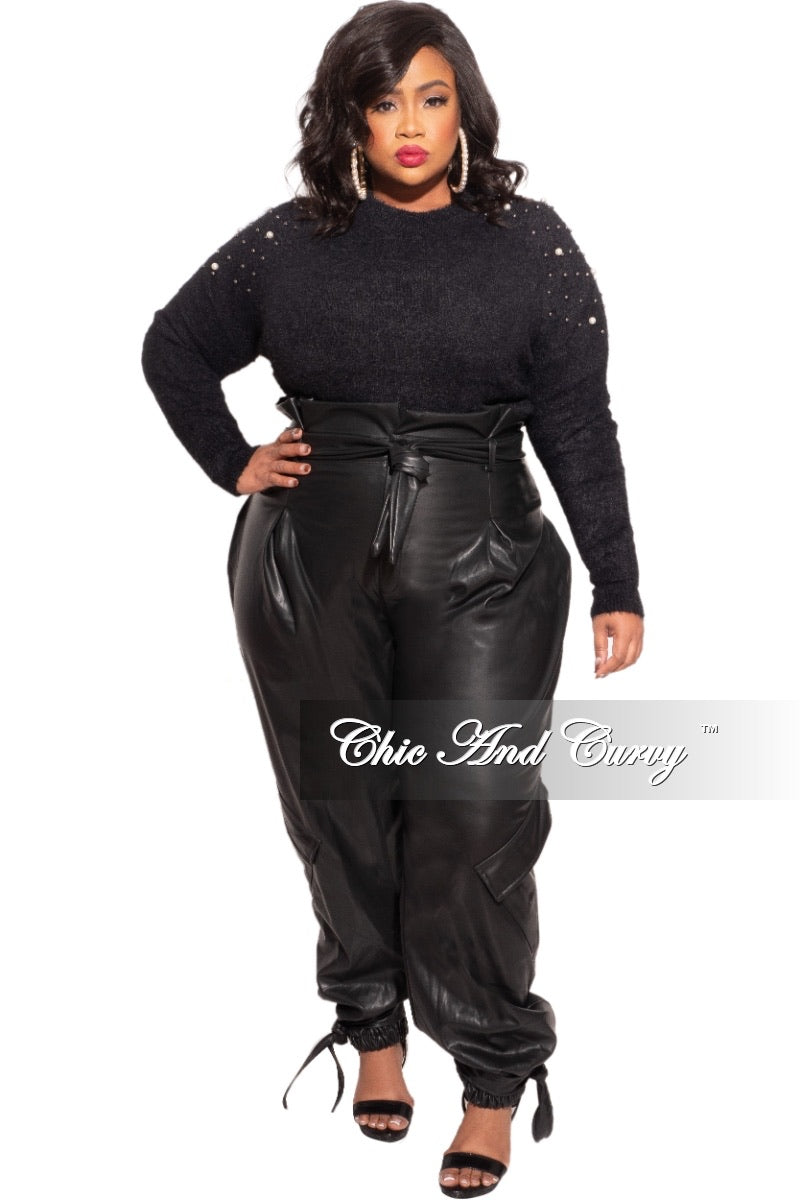 Plus size clearance sweater with pearls