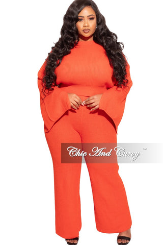 Final Sale Plus Size Knit 2-piece Set in Orange