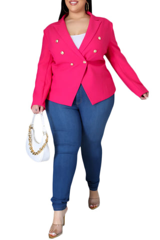 *Final Sale Plus Size Blazer in Fuchsia