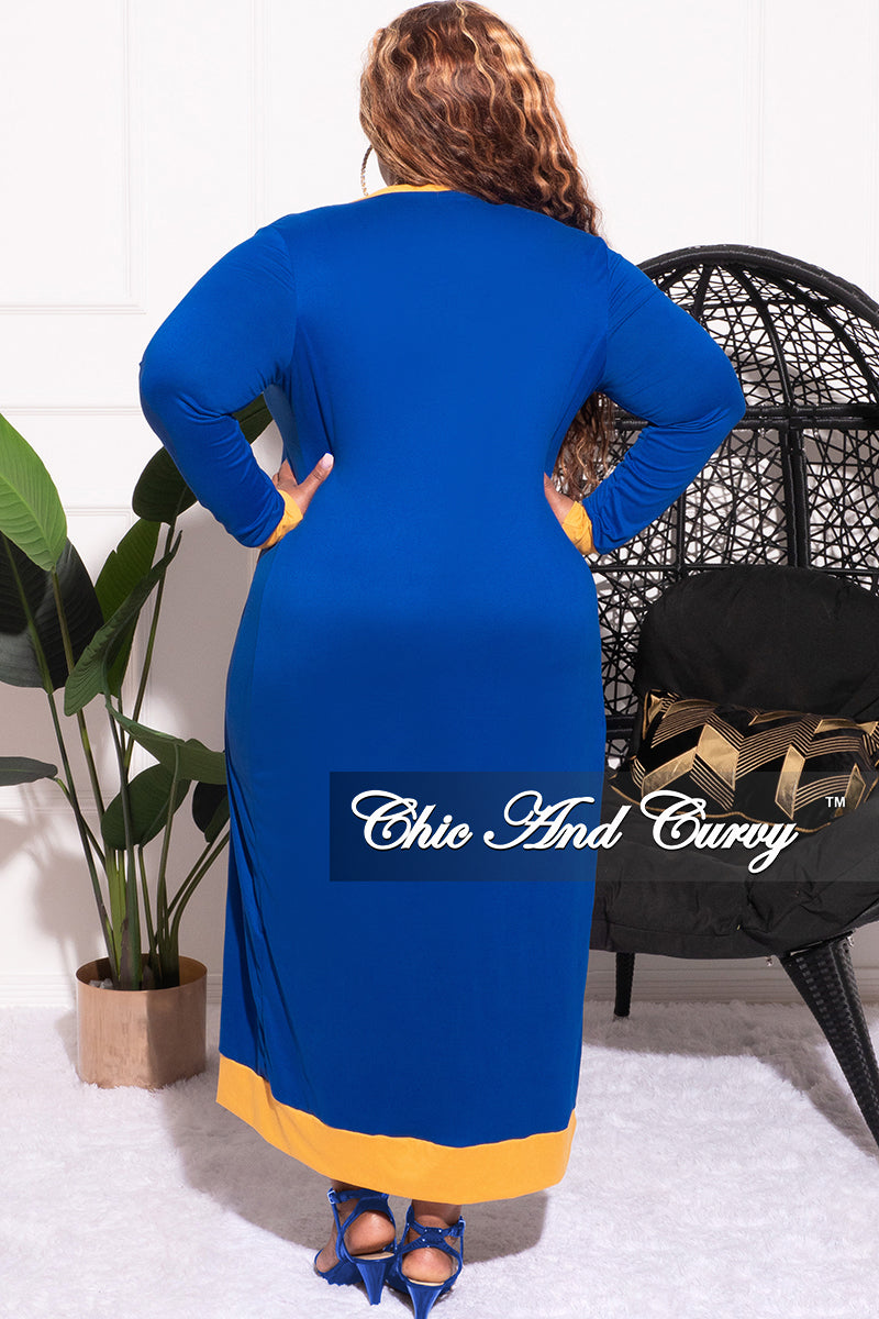 Final Sale Plus Size 2pc Set Duster & Tank Tie Dress in Royal Blue & Gold Final Sale Plus Size 2pc Set Duster & Tank Tie Dress in Royal Blue & Gold